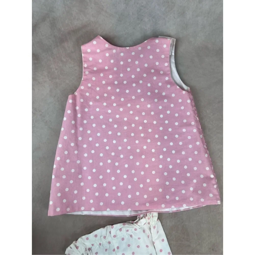 Vintage 90s Girls Pink Polkadot Outfit Set 12 Months